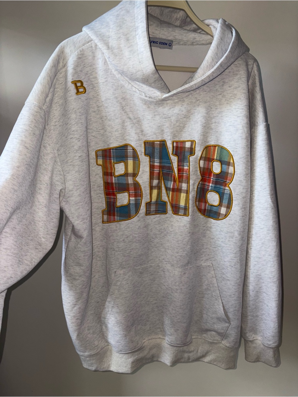 Elfric Eden BN8 Plaid Patchwork Oversized Hoodie Sweatshirt Size Large